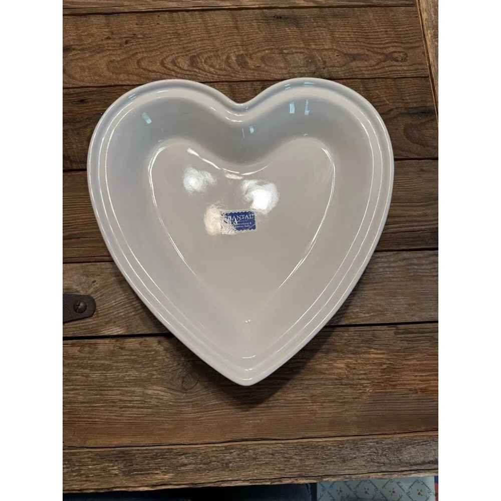 Chantal Pink Heart Shaped Stoneware Baking Casserole Dish New 1.5 Qt